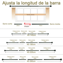 Cargar imagen en el visor de la galería, Barra de Cortina Extensible de Metal de Ø19 mm, Juego Ajustable con Soportes Extensibles- Negro

