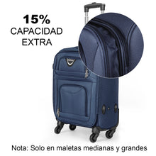 Cargar imagen en el visor de la galería, Juego de Maletas 3pcs Cabina, Mediana y Grande de Tela, Maleta Expandible- Azul Marino
