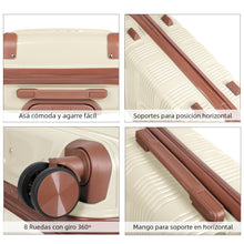 Cargar imagen en el visor de la galería, Maleta de Viaje de Cabina de Polipropileno, Ruedas Dobles 360º- Hueso
