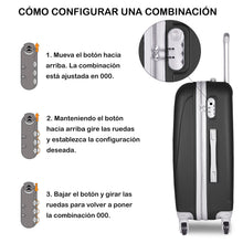 Cargar imagen en el visor de la galería, Juego de 3 Maletas de Viaje Cabina, Mediana y Grande de ABS -Negro
