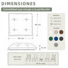 Cargar imagen en el visor de la galería, Cojines para Silla de 40x40x8cm Acolchados con Cintas de Sujeción Antideslizantes-Azul
