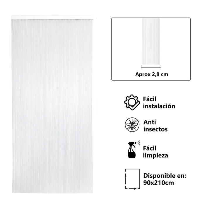 Cortinas de tiras de PVC para Interior o Exterior. Medida 90x210- L4. Color Transparente
