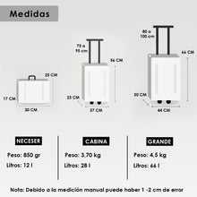 Cargar imagen en el visor de la galería, Juego de 3 Piezas de Maletas Multifunción con USB de Cabina, Grande y Neceser de Policarbonato y ABS- Negro
