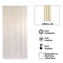 Cargar imagen en el visor de la galería, Cortina para Puerta Tiras PVC. Medida 210x120cm - Modelo Tosca. Color Transparente con Filo Marrón Claro P10
