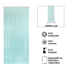 Cargar imagen en el visor de la galería, Cortina para Puerta Tiras PVC. Medida210x120cm - Modelo Tosca. Color Transparente con Filo Verde P7
