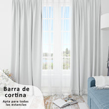 Cargar imagen en el visor de la galería, Barra de Cortina Fija con Soportes y Tapas de Plástico- Negro
