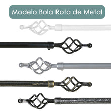 Cargar imagen en el visor de la galería, Barra De Cortinas Universal Extensible Metal Trenza. Negro+Dorado
