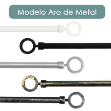 Cargar imagen en el visor de la galería, Barra De Cortinas Universal Extensible Metal Aro. Negro+Gris
