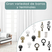 Cargar imagen en el visor de la galería, Barra De Cortinas Universal Extensible Metal Trenza. Negro+Dorado
