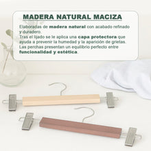 Cargar imagen en el visor de la galería, Perchas Pantalones con Clips Antideslizantes y Almohadillas- Madera
