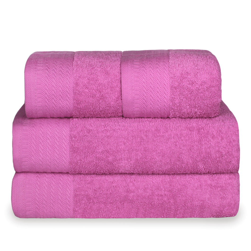 Juego de Toallas 100% Algodón de 500gsm.2Baño+2Manos, Fucsia