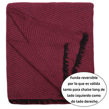 Cargar imagen en el visor de la galería, Colcha Multiusos Sofá Chaise Longue Espiga Universal 260x270cm, Forma de L- Granate Negro
