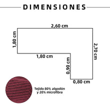Cargar imagen en el visor de la galería, Colcha Multiusos Sofá Chaise Longue Espiga Universal 260x270cm, Forma de L- Granate Negro
