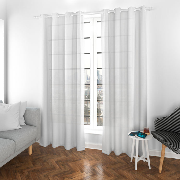 Cortinas translúcidas de salón 140x260cm color blanco de 2 piezas