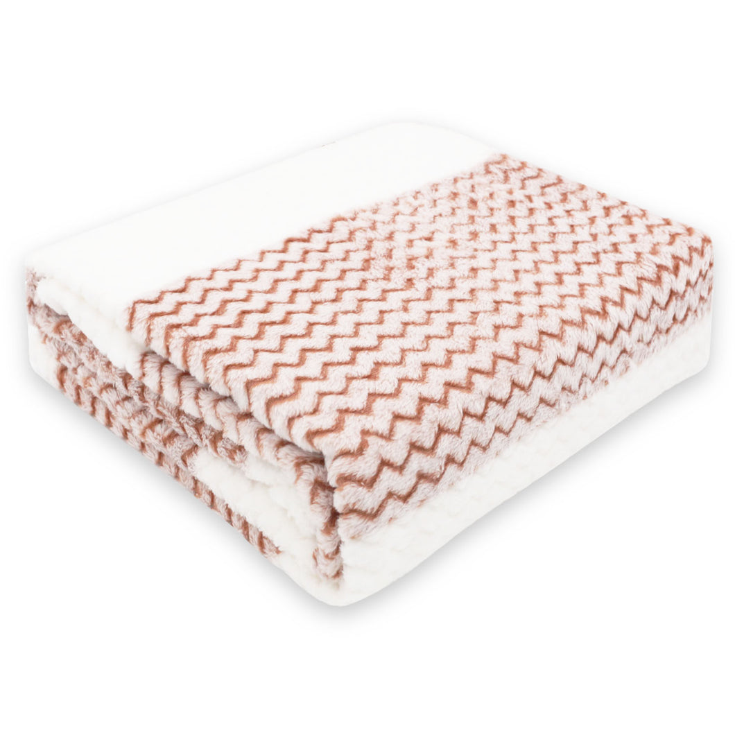 Manta Terciopelo Suave, Multiusos de Franela - Zig Zag Marrón