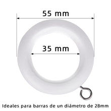 Cargar imagen en el visor de la galería, Anillas de Cortina de Madera con Gancho de Acero- Blanco
