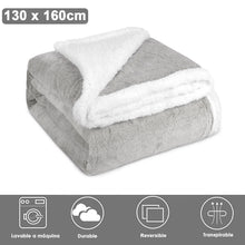 Cargar imagen en el visor de la galería, Manta reversible para sofá o cama de borreguito y franela- Chocolate
