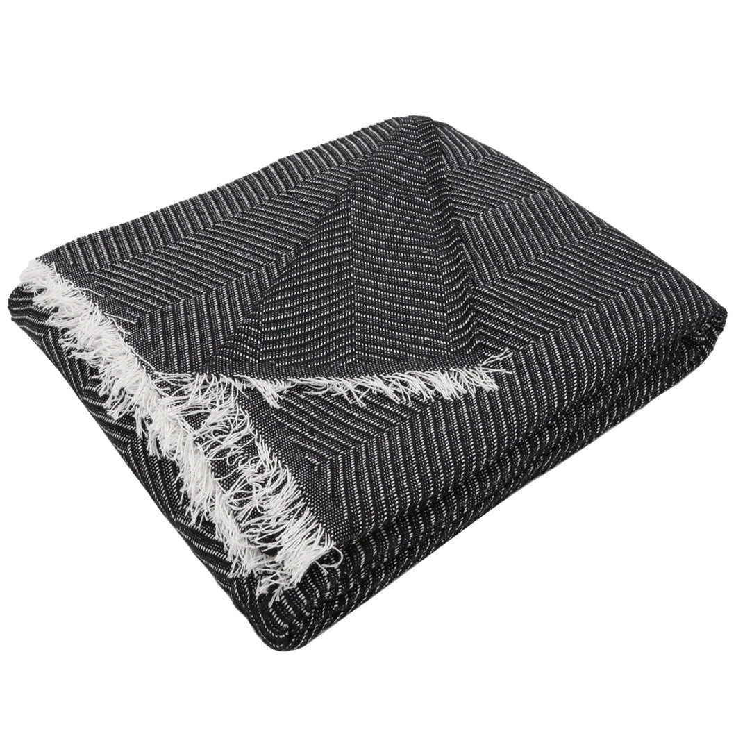 Colcha multiusos, plaid - Espiga Negro Blanco