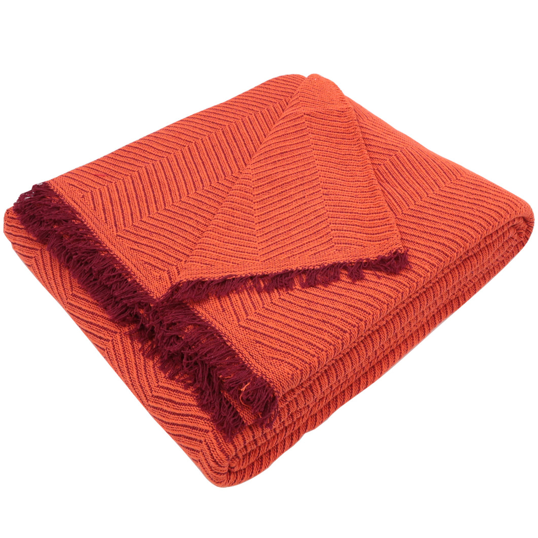 Colcha multiusos, plaid - Espiga Naranja Granate