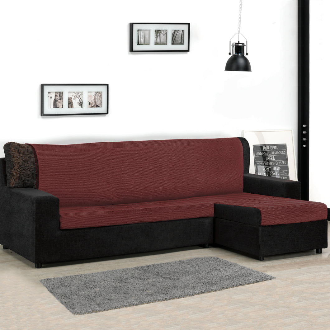 Colcha Multiusos Sofá Chaise Longue Espiga Universal 260x270cm, Forma de L- Granate Negro