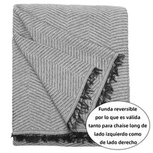 Cargar imagen en el visor de la galería, Colcha Multiusos Sofá Chaise Longue Espiga Universal 260x270cm, Forma de L- Gris Negro
