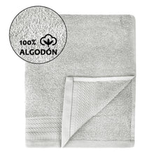 Cargar imagen en el visor de la galería, Juego de Toallas 100% Algodón de 500gsm. 2Mano+2Bidé, Gris Claro
