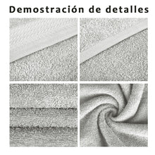 Cargar imagen en el visor de la galería, Juego de Toallas 100% Algodón de 500gsm. 2Mano+2Bidé, Gris Claro
