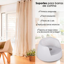 Cargar imagen en el visor de la galería, Soporte para Barra de Cortina Entre Paredes de Madera, 2unidades- Blanco
