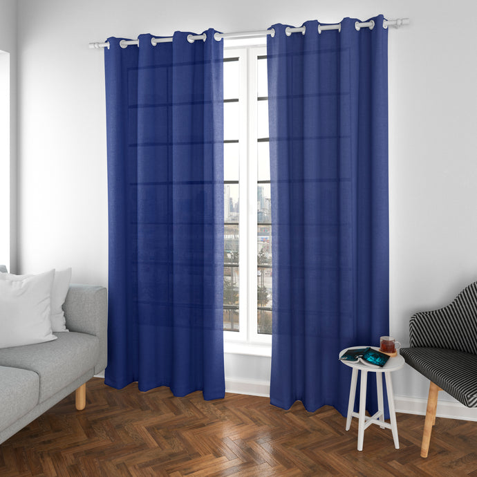 Cortinas translúcidas de salón 140x260cm color azul de 2 piezas