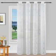 Cargar imagen en el visor de la galería, Cortinas Translúcidas Bordadas de un Visillo 2 Piezas Líneas Marino
