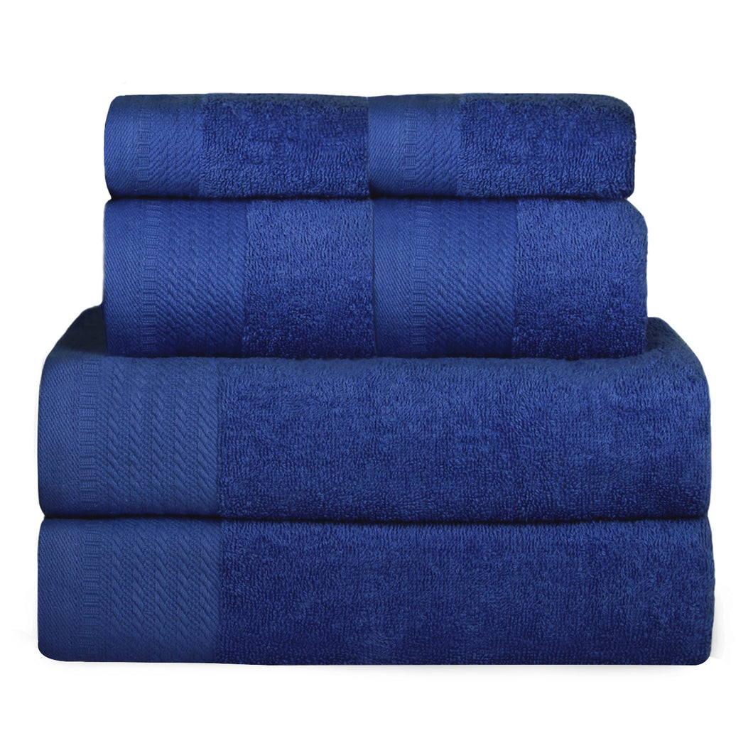 Juego de Toallas 100% Algodón de 500gsm.2Baño+2Mano+2Bide, Azul Marino