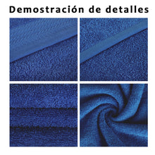 Cargar imagen en el visor de la galería, Juego de Toallas 100% Algodón de 500gsm. 2Mano+ 2 Bidé, Azul Marino
