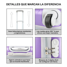 Cargar imagen en el visor de la galería, Maleta para equipaje de mano - Modelo liso - Morado
