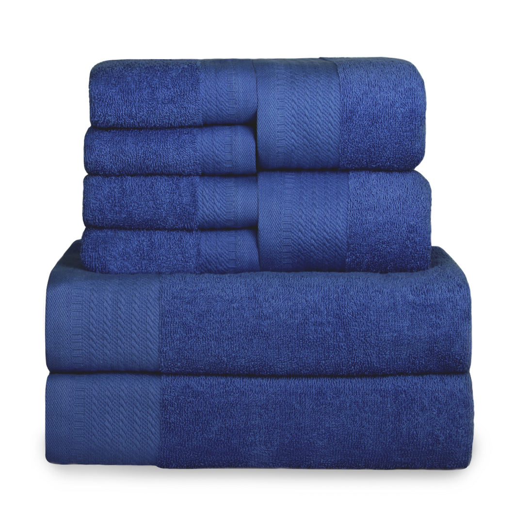 Juego de Toallas 100% Algodón de 500gsm.2Baño+2Mano+4Bide, Azul Marino