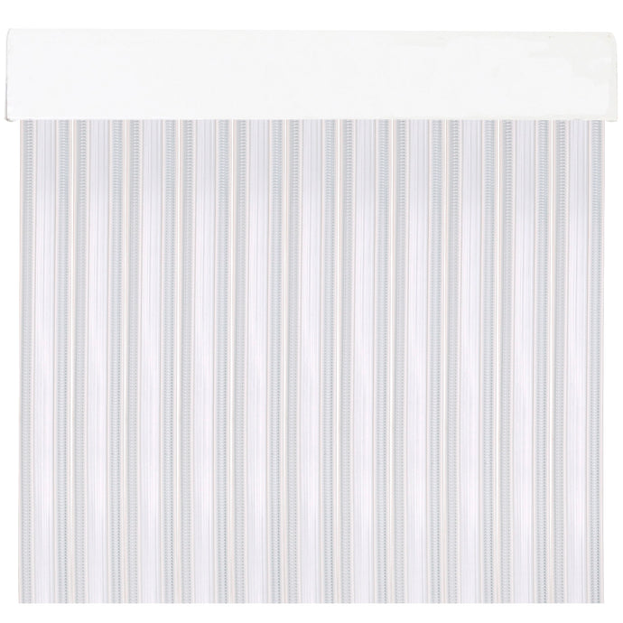 Cortina filo PVC para puertas de interior o exterior. K7 Blanco y Transparente. Modelo Kalia. 90x210 cm.