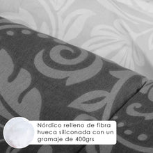 Cargar imagen en el visor de la galería, Edredón/Relleno Nórdico Estampado de Fibra Hueca 400 gr/m²- Flores Gris

