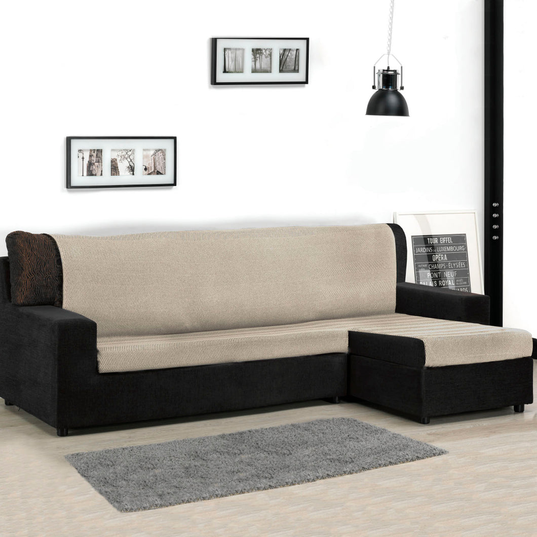 Colcha Multiusos Sofá Chaise Longue Espiga Universal 260x270cm, Forma de L- Beige Camel