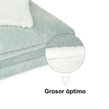 Cargar imagen en el visor de la galería, Manta reversible para sofá o cama de borreguito y franela-Verde
