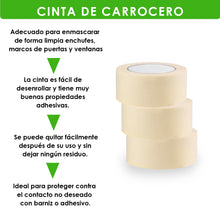 Cargar imagen en el visor de la galería, Cinta de carrocero para pintar y enmascarar- Pack 6-60m
