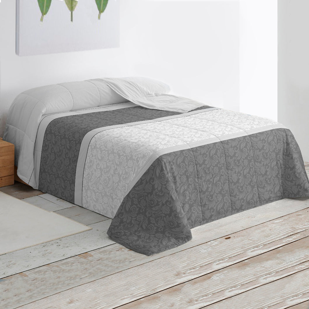 Edredón/Relleno Nórdico Estampado de Fibra Hueca 400 gr/m²- Flores Gris