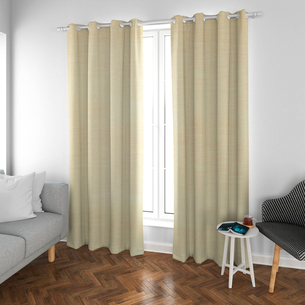Cortinas modernas de salón translúcidas en lino de color camel