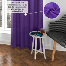 Cargar imagen en el visor de la galería, Cortinas Translúcidas de Salón 140x260cm, 2 Piezas- Lila
