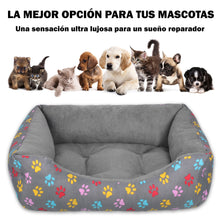 Cargar imagen en el visor de la galería, Cama para mascotas rellena de fibra - Huellas - Grande
