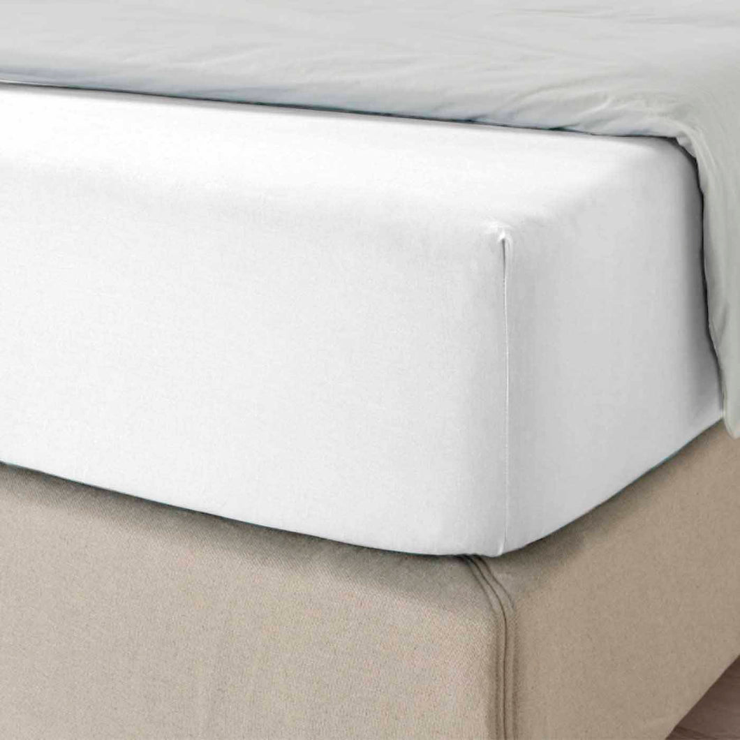 Sábana Bajera Ajustable 100% Poliéster, Elástica, Suave y Transpirable. Blanco