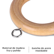 Cargar imagen en el visor de la galería, Anillas de Cortina de Madera con Gancho de Acero- Madera
