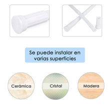 Cargar imagen en el visor de la galería, Barra extensible de aluminio para armario y cortina de ducha - 140 a 260 cm Blanco
