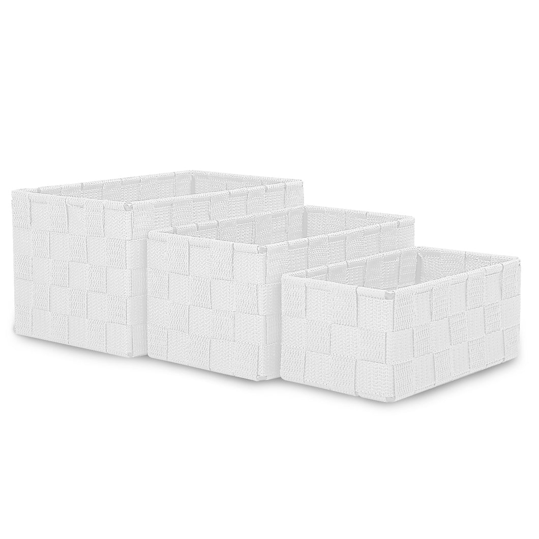 Pack de 3 Cajas de Almacenaje Decorativas- Blanco