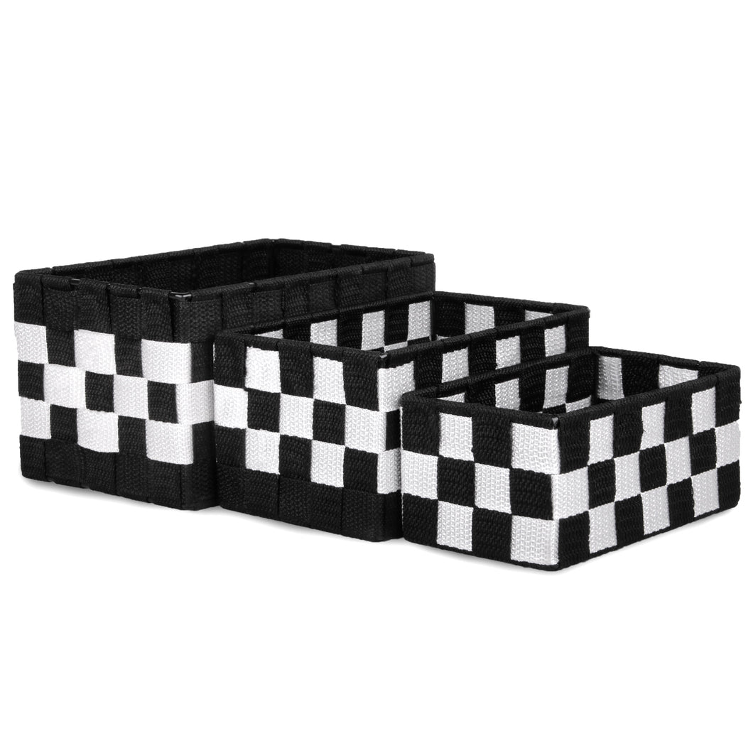 Pack de 3 Cajas de Almacenaje Decorativas- Blanco-Negro