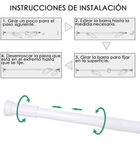 Cargar imagen en el visor de la galería, Barra extensible de aluminio para armario y cortina de ducha - 110 a 200 cm Blanco
