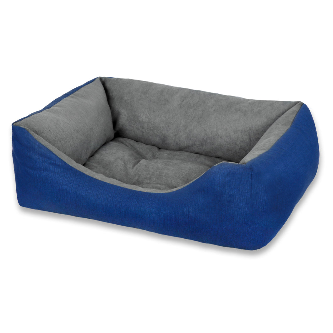 Cama para mascotas rellena de fibra - Azul - Mediana